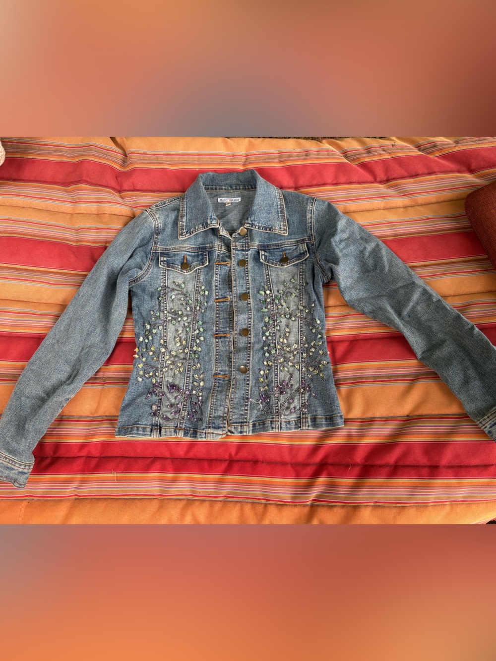 Embroidered Light Blue Denim Jacket - Women